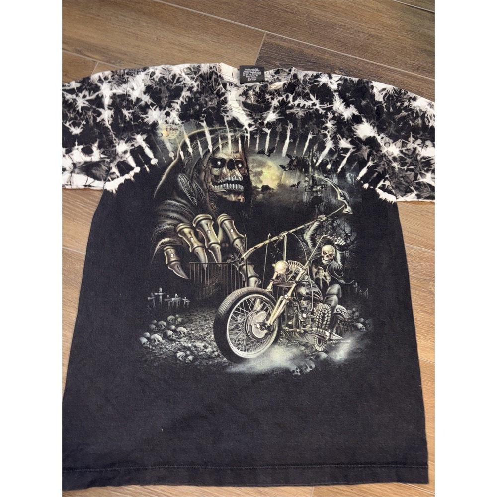 DAVID CAREY SKULL SHIRTZ STUDDED T-SHIRT MEN Large‎ FRIM REAPER MOTORCYCLE GLOWS